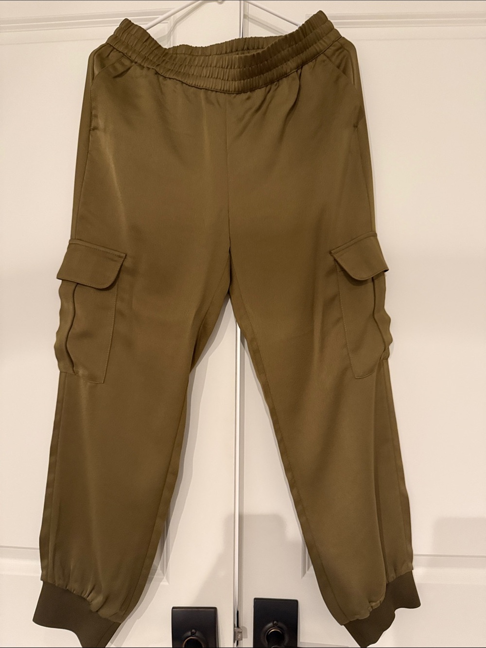Banana Republic Olive Green Silk Cargo Joggers